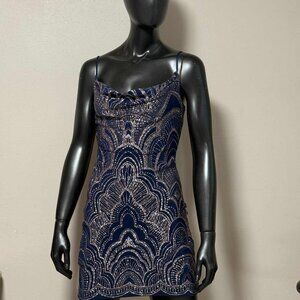 Jump Apparel Spaghetti Strap Glitter Slinky Dress XS